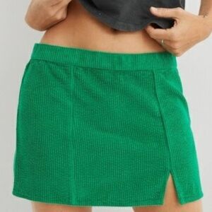 Aerie Kelly Green Cord Corduroy Micro Mini Skirt S Holiday Christmas